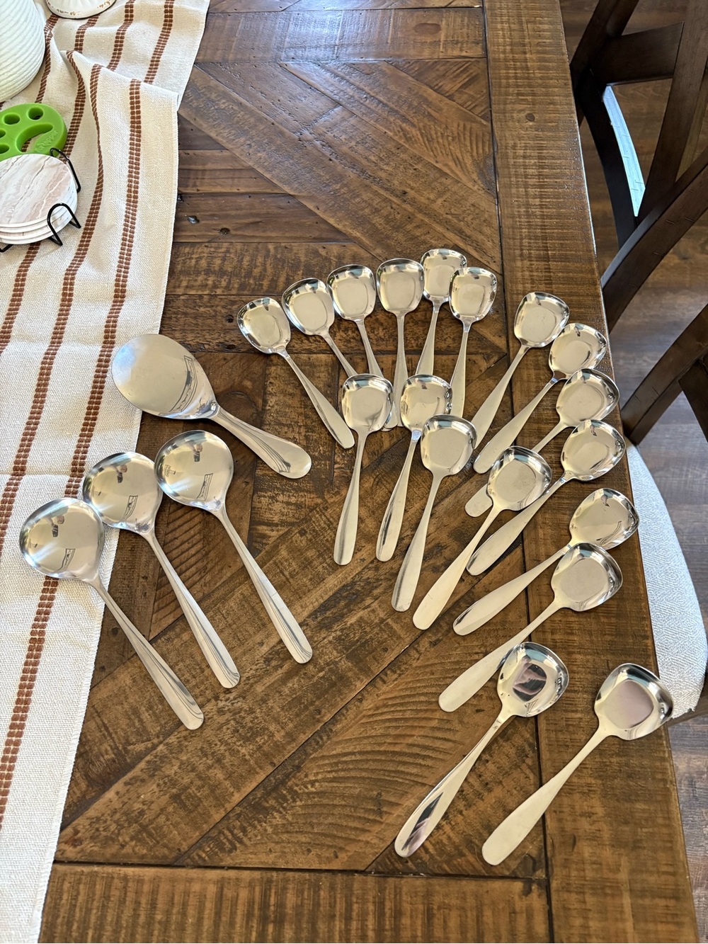 Stainless Steel Serving Spoons - Polished Silver (Set)